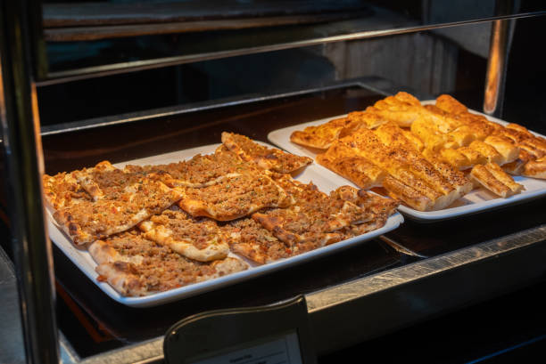 Traditional Turkish Cuisine:  Turkish delicious pizza,pita in hotel buffet