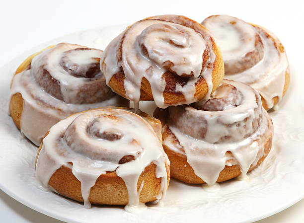 Cinnamon buns Close-up on a plate